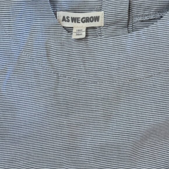 AS WE GROW - SHORT SLEEVE DRESS - 100% COTTON - STRIPES GREY WHITE - Picture 4 of 5